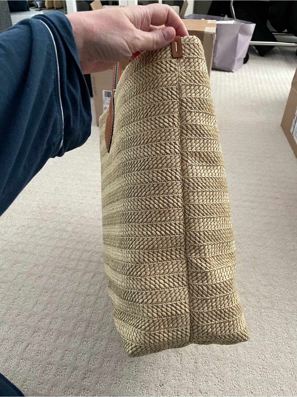 $2300 GUCCI Large Natural Straw Tote w/ Brown Leather Handles & Multicolor Logo - Picture 6 of 16